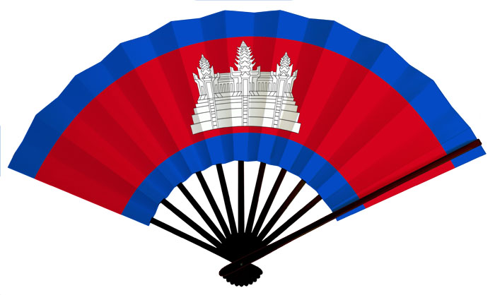 カンボジア国旗扇子