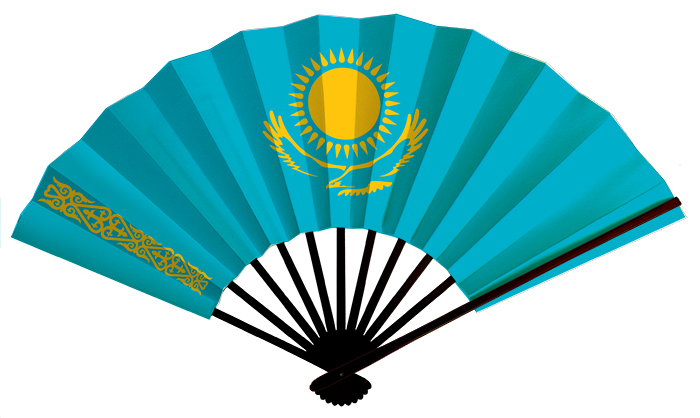 オーダー扇子オリジナル扇子 カザフスタン国旗扇子